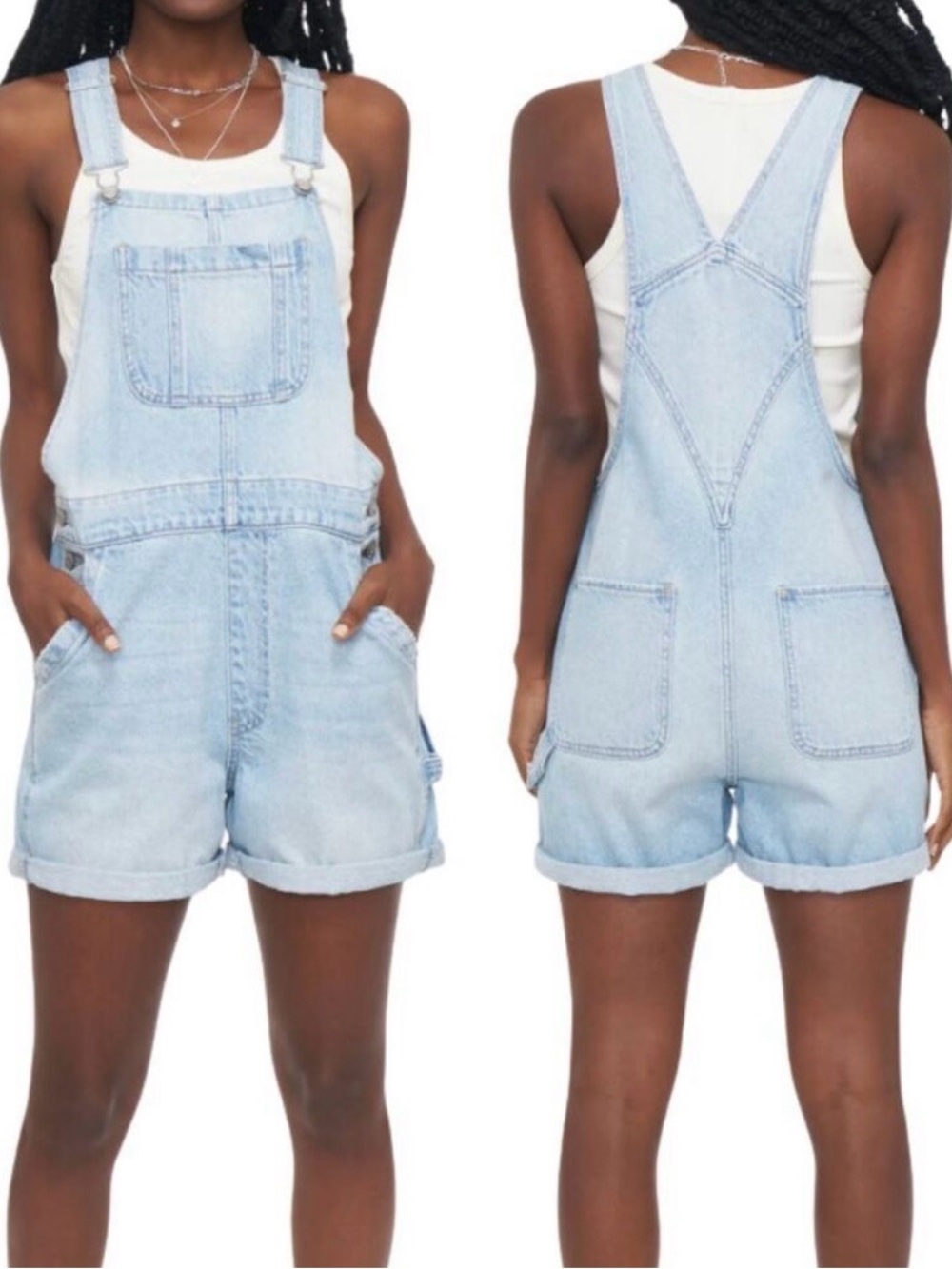 New Pistola Beatrix Short Overall Color Surfrider Size S Light Blue Cotton Denim